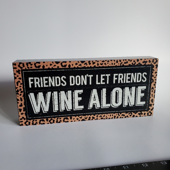 Wine Home Decor Box Sign Funny Leopard Print - Picture 2 of 4